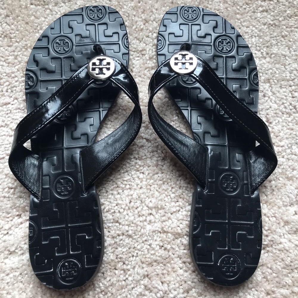 Tory Burch Thora Patent Calf Sandals (Black)